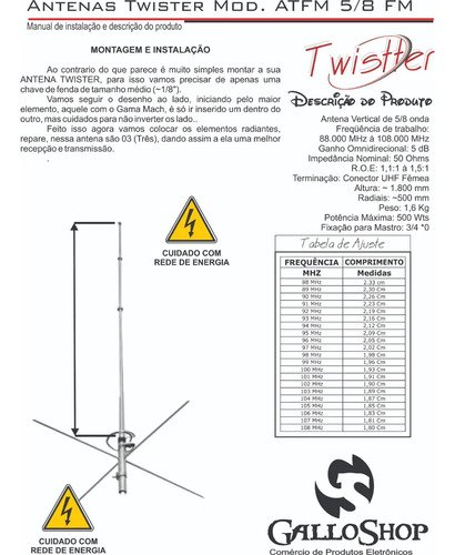 Tw709 - Antena Para Fm C/ 5db