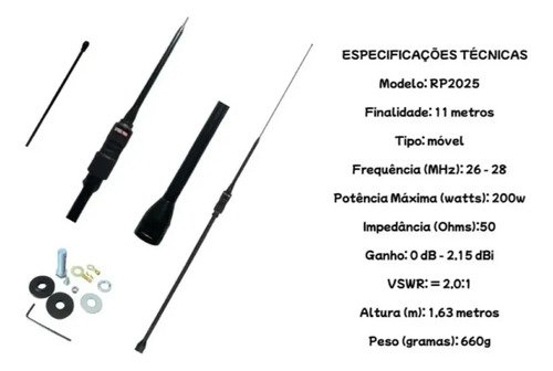 Antena Px Argentina Black Bobinada Viuva Negra Altura 163cm