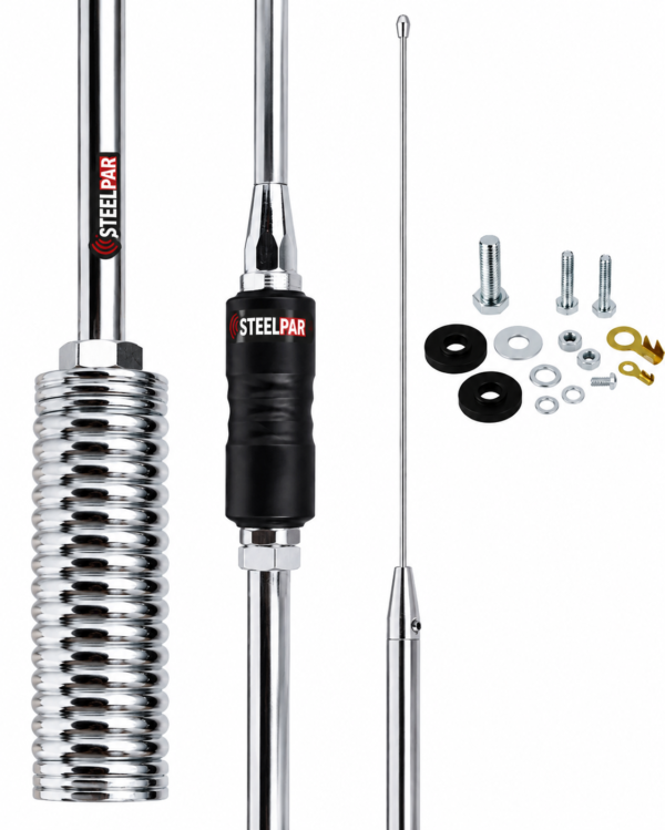 RP2022 - Antena PX Movel (Viuva Negra) Cromada com Mola