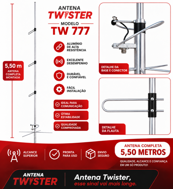 Antena Radio Amador VHF 4x 5/8 12dB 144 a 148 MHz
