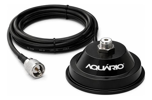 Suporte Base Magnética Para Antena Aquário M-700k Cabo 4mts Preto