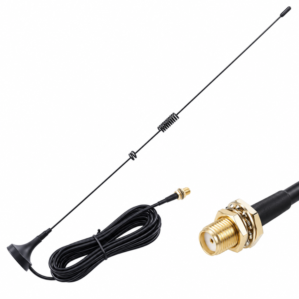 Antena Magnética Dual Band VHF/UHF SMA-Fêmea com Cabo 3 m