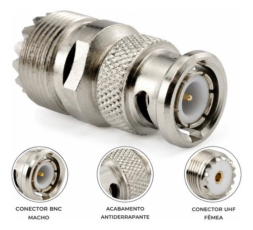 Bzk - Adaptador Conector Bnc Macho X Uhf Femea Top