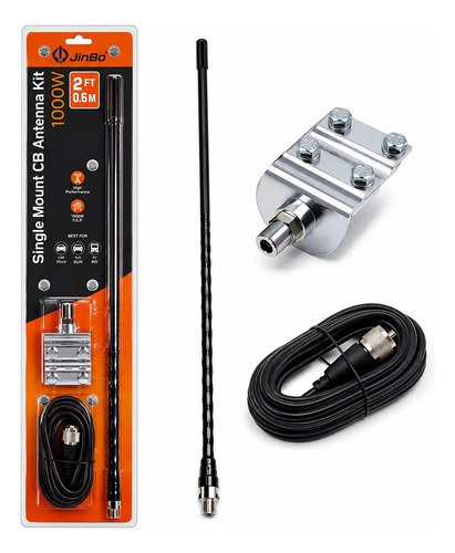 CB-60 - Kit Antena PX 60cm 1000W com Suporte e Cabo